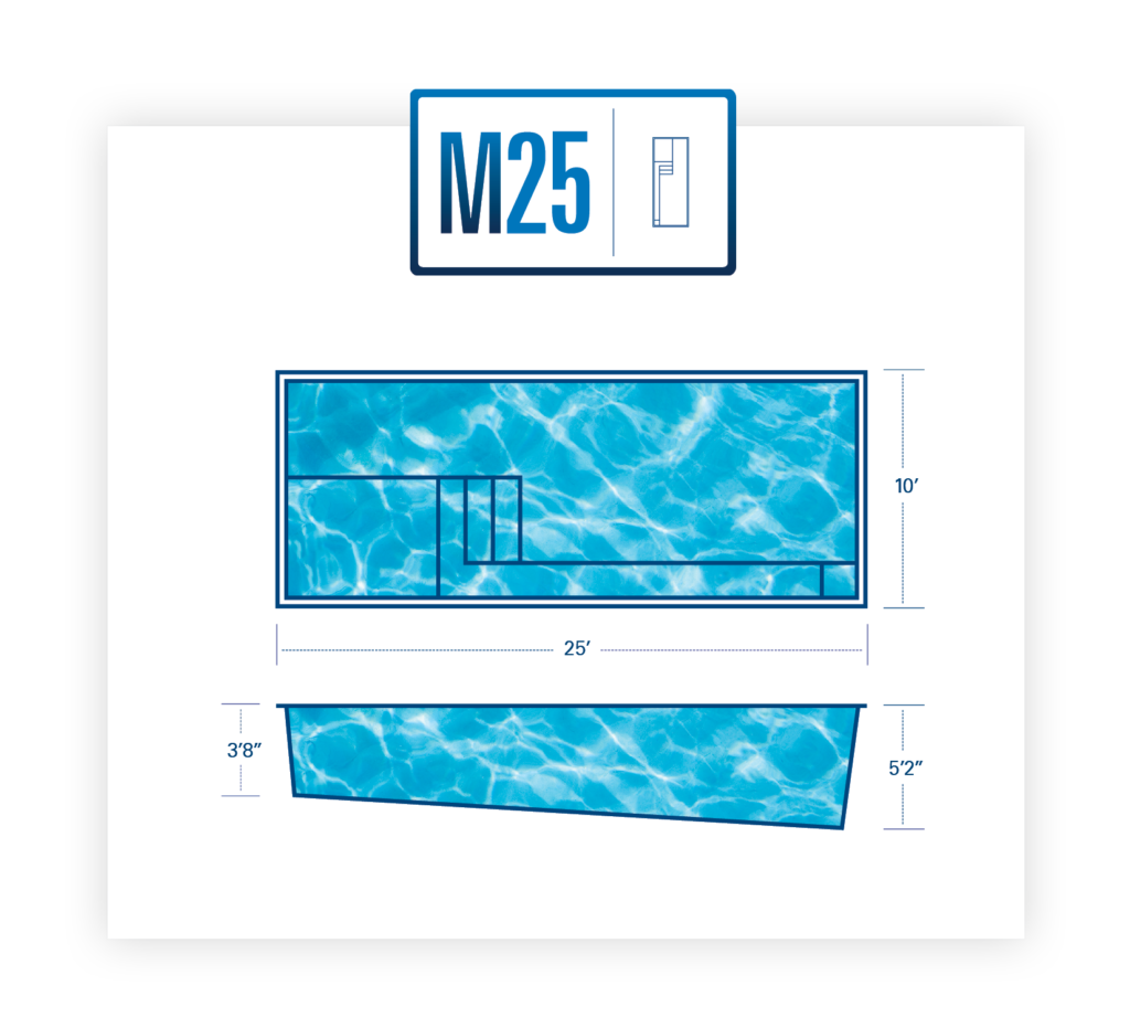 The M Series fiberglass pool model for sale