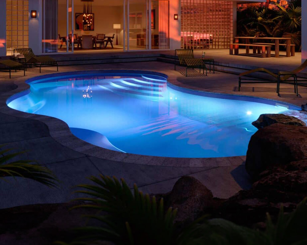 modern Coral 16 freeform fiberglass pool design Byron MIichigan